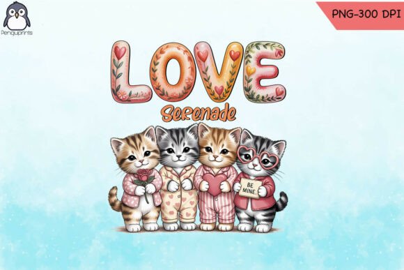 Adorable Cat Love Serenade Sweatshirt De: Graphics for Crafts