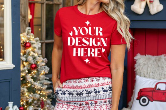 Bella Canvas 3001 Red Mockup: Graphics for Product Mockups