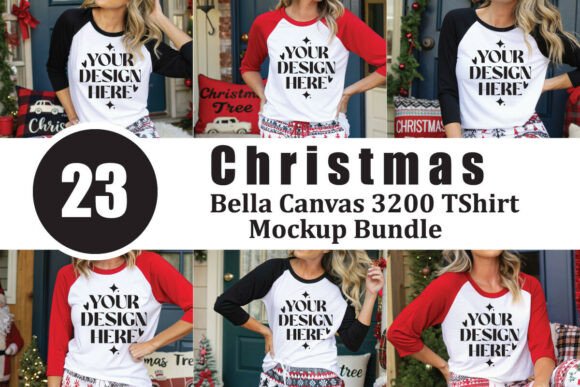 Bella Canvas 3200 Christmas Mockup: Festive Graphics
