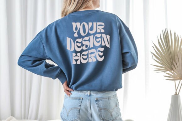 Blue Gildan 18000 Mockup: Graphics for Product Mockups