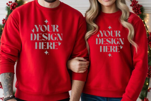 Christmas Gildan 18000 Sweatshirt Couple: Graphics & Mockups
