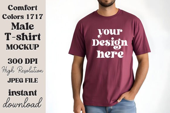 Comfort Colors 1717 Berry Men Mockup 35: Graphics for T-Shirts