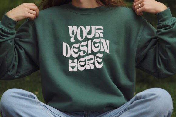 Forest Green G18000 Sweatshirt Mockup: Graphics & Product Mockups