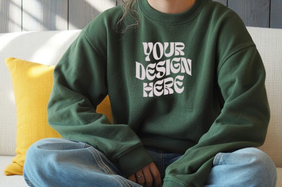 Forest Green Gildan 18000 Sweatshirt Mo: Premium Graphics & Product Mockups
