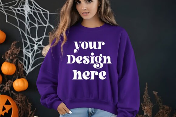 Gildan 18000 Sweatshirt Purple Mockup 20 Review