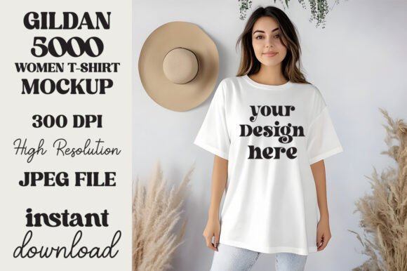 Gildan 5000 White T-shirt Mockup 25: Essential Graphics