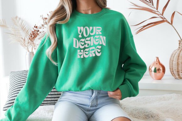 Irish Green Gildan 18000 Sweatshirt Mock: Graphics & Product Mockups
