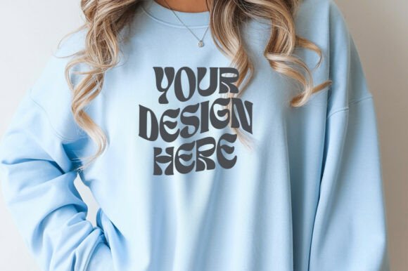 Light Blue Gildan 18000 Mock: Graphics & Product Mockups