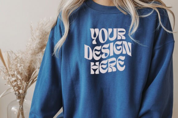 Navy Gildan 18000 Sweatshirt Mockup: Graphics & Product Mockups