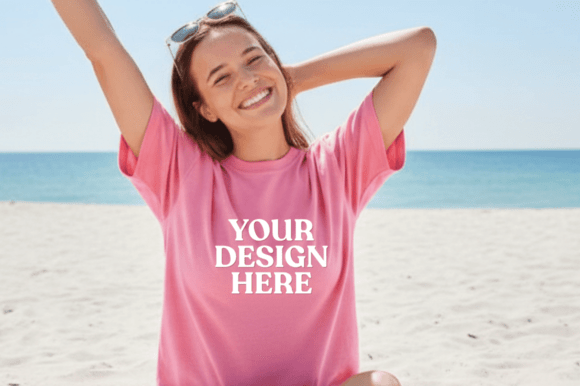 Pink T-Shirt Mockup: Summer Graphics for T-Shirts