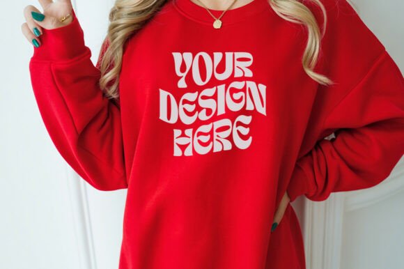 Red Gildan 18000 Mockup: Graphics for Product Mockups