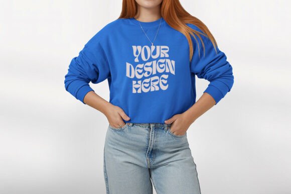 Royal Blue Gildan 18000 Sweatshirt Mockup: Graphics for Product Mockups