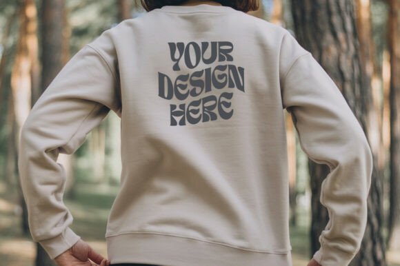 Sand Gildan 18000 Back Mockup: Graphics & Product Mockups