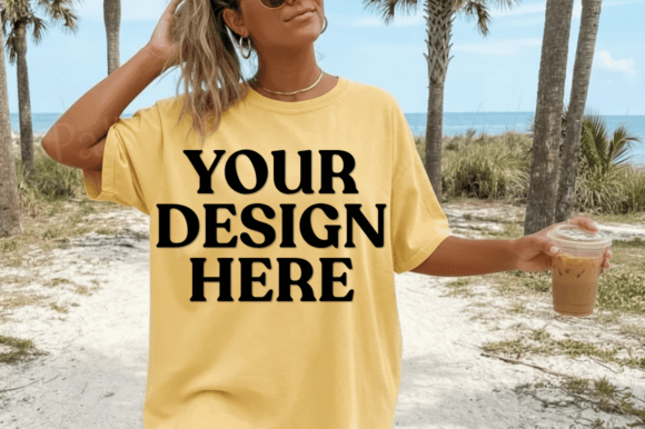 Yellow T-Shirt Mockup for Graphics and T-Shirts